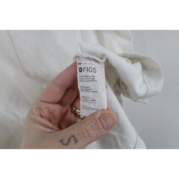 Figs Tailored Scrubs Womens Medium Distressed Short Sleeve Nurse Desk Polo Shirt - Picture 10 of 15